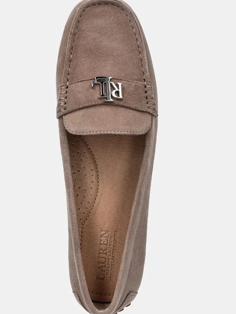 Lauren Ralph Lauren mokasyny zamszowe Barnsbury damskie kolor beżowy na płaskim obcasie 802821629031 - zdjęcie produktu nr 2