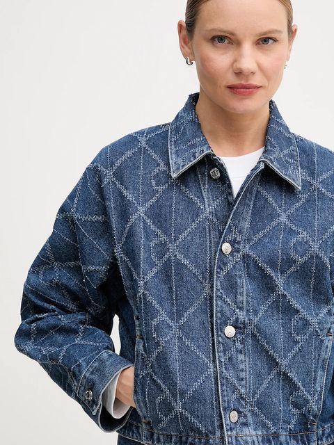 Calvin Klein Jeans kurtka jeansowa kolor niebieski przejściowa oversize LV047D749G