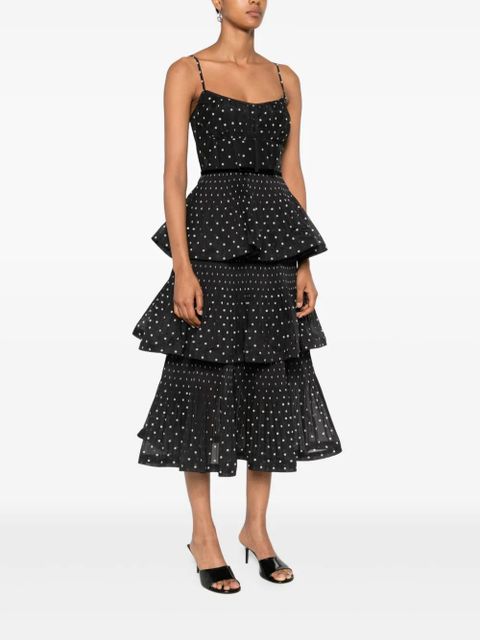 ZIMMERMANN pleated polka-dot midi dress - Black - zdjęcie produktu nr 2