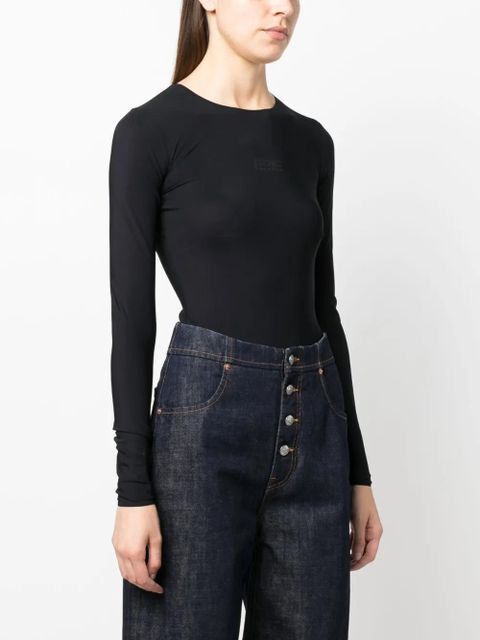 MM6 Maison Margiela logo-print long-sleeve bodysuit - Black