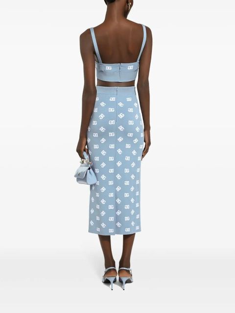 Dolce & Gabbana DNA logo-print straight skirt - Blue