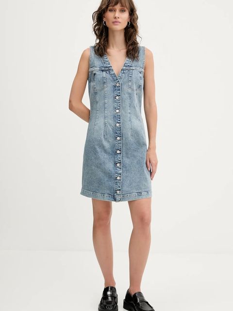 Tommy Jeans sukienka jeansowa kolor niebieski mini dopasowana DW0DW20520