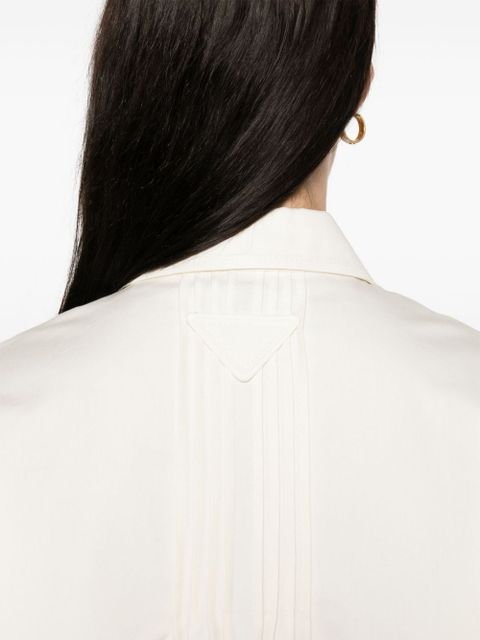 Prada pintuck-detail cropped jacket - Neutrals