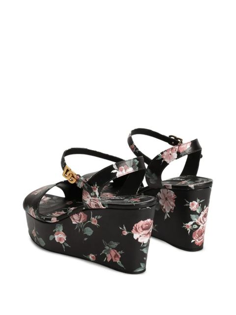 Dolce & Gabbana calfskin weDGe sandals - Black