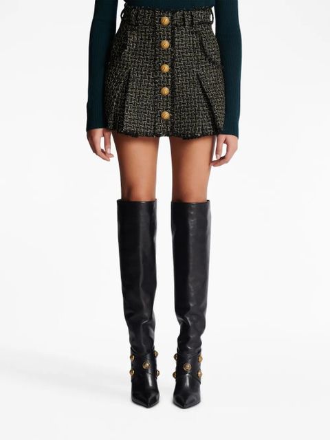 Balmain tweed pleated mini skirt - Black