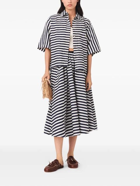 Maje striped A-line skirt - Blue