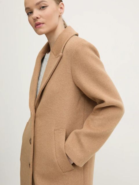 Abercrombie & Fitch płaszcz wełniany kolor brązowy przejściowy KI144-4244