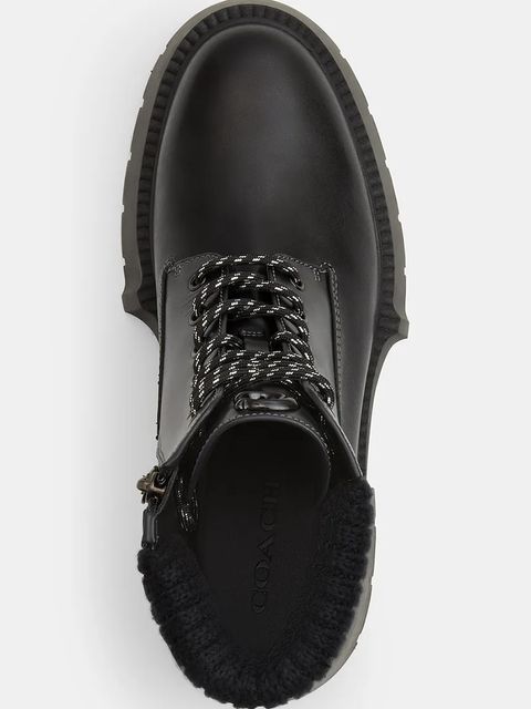 Coach botki skórzane Leah Platform damskie kolor czarny na słupku CCH88