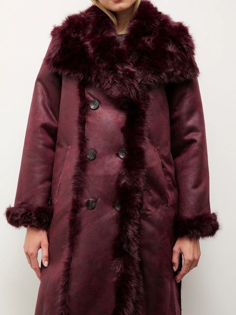 Answear.LAB płaszcz dwustronny kolor bordowy