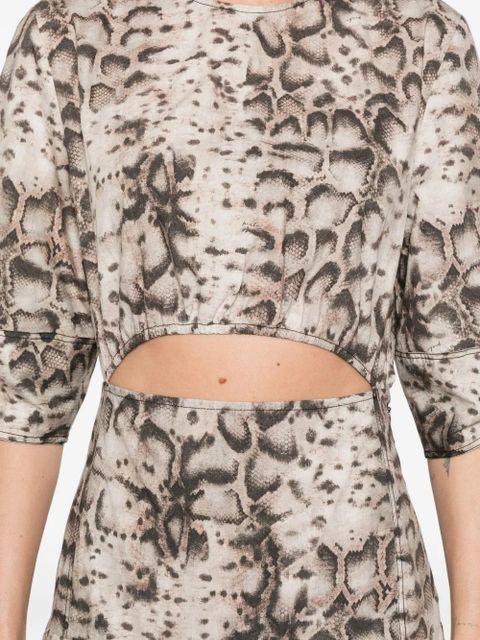PINKO cutout animal-print midi dress - Neutrals