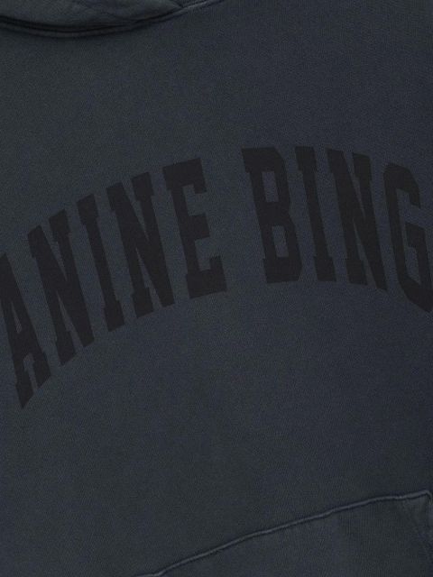 ANINE BING Harvey logo-print cotton hoodie - Black
