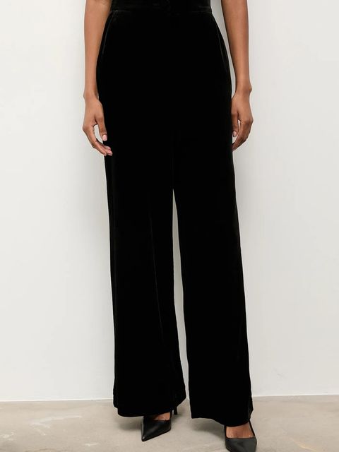 Answear.LAB spodnie welurowe damskie kolor czarny szerokie high waist