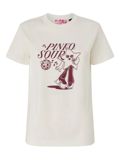 PINKO graphic print cotton T-shirt - Neutrals - zdjęcie produktu nr 1