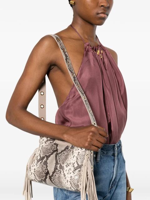 Maje snake-print fringed cross body bag - Neutrals - zdjęcie produktu nr 2