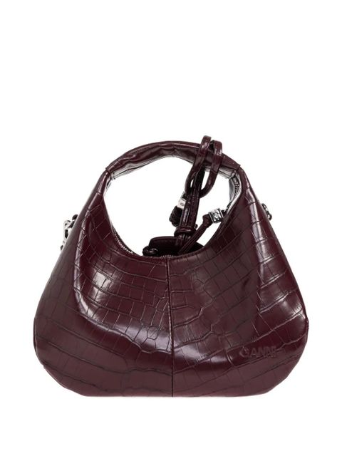 GANNI crocodile-effect tote bag - Brown