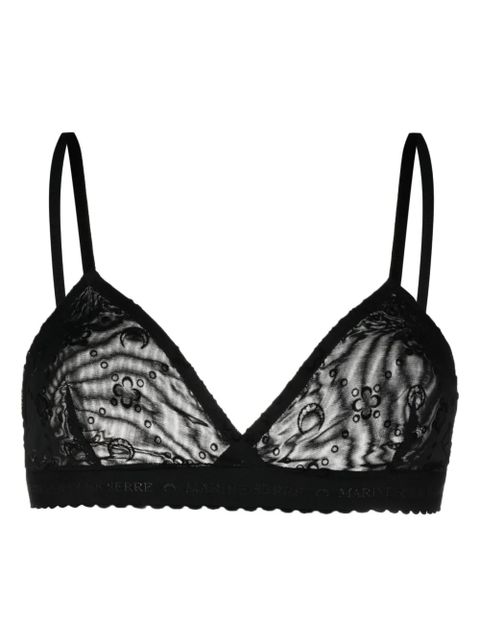 Marine Serre logo-flocked mesh bra - Black - zdjęcie produktu nr 1