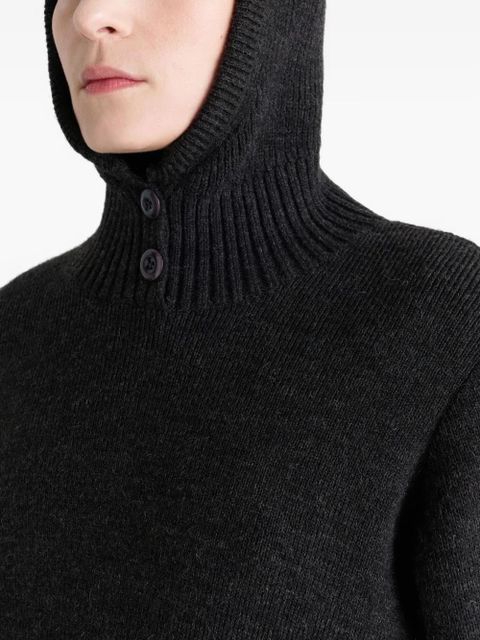 LEMAIRE buttoned hooded sweater - Black - zdjęcie produktu nr 2