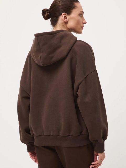 Medicine bluza damska kolor brązowy z kapturem gładka