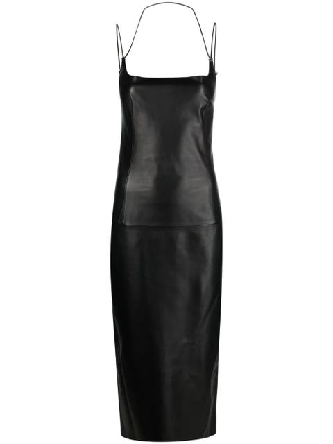 The Attico halterneck leather midi dress - Black - zdjęcie produktu nr 1