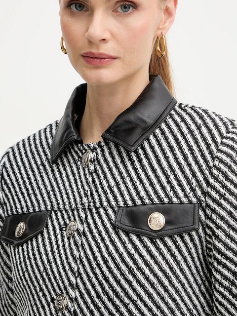 Morgan marynarka kolor czarny jednorzędowa wzorzysta VEGGO