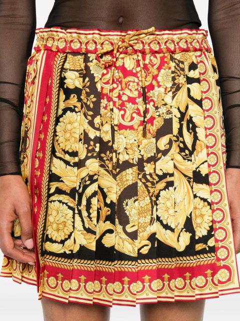 Versace Barocco-print pleated mini skirt - Black