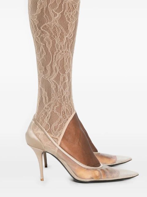 WARDROBE.NYC lace stirrup leggings - Neutrals