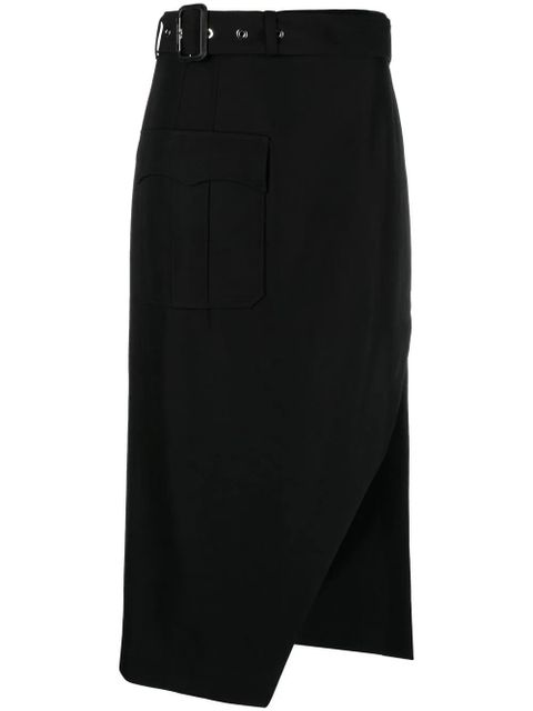 Alexander McQueen belted-waist mid-length skirt - Black - zdjęcie produktu nr 1