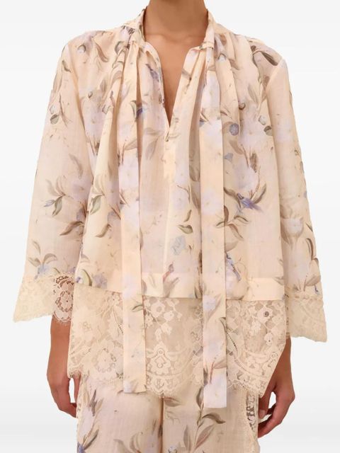 ZIMMERMANN Cascadian lace-trimmed floral blouse - Neutrals - zdjęcie produktu nr 2