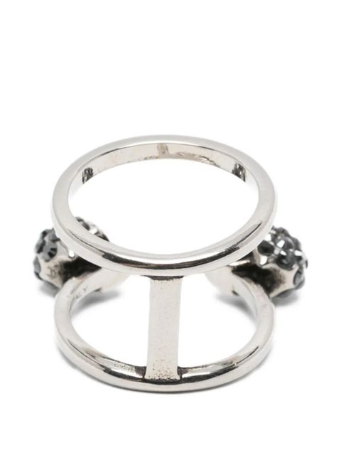Alexander McQueen skull-embellished double ring - Silver