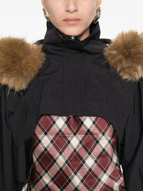 GANNI fur-trim jacket - Black