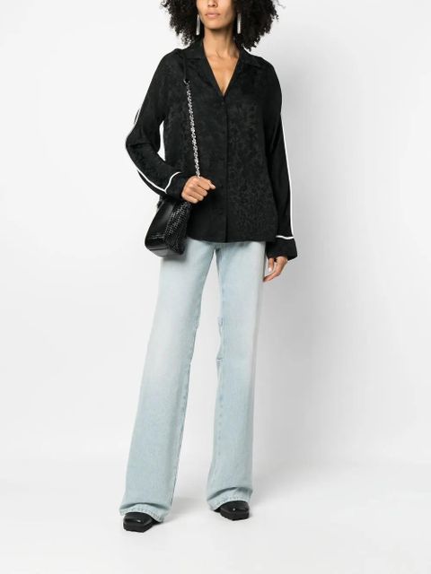 Off-White floral jacquard V-neck blouse - Black - zdjęcie produktu nr 2