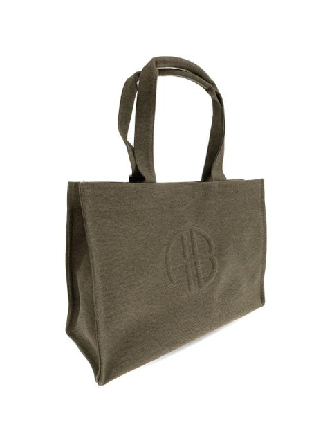 ANINE BING embossed logo tote bag - Green
