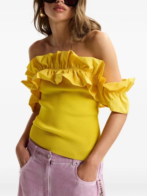 Essentiel Antwerp ruffled-neck off-shoulder top - Yellow