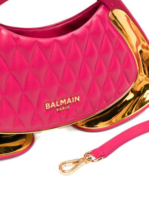 Balmain quilted metallic-trim clutch bag - Pink