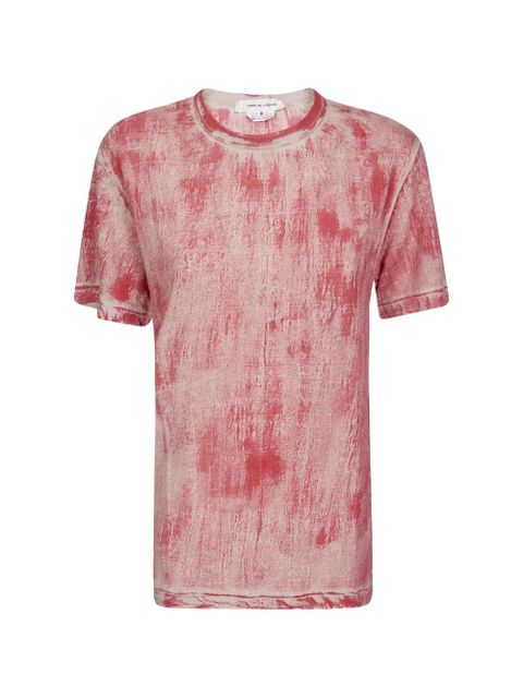 Comme Des Garçons distressed-effect linen t-shirt - Red - zdjęcie produktu nr 1