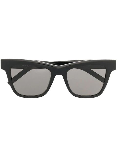 Saint Laurent Eyewear logo-plaque square-frame sunglasses - Black - zdjęcie produktu nr 1
