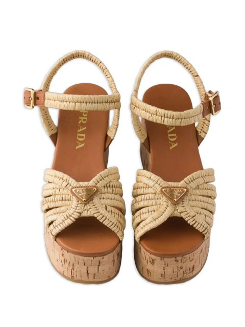 Prada crochet platform sandals - Neutrals
