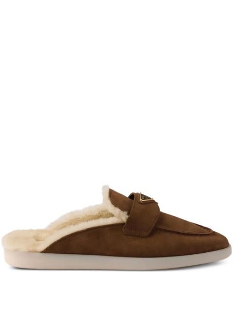 Prada slip-on shearling mules - Brown - zdjęcie produktu nr 1