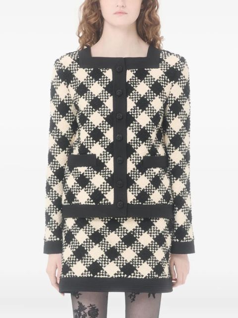 Valentino Garavani damier tweed trim blazer - Black