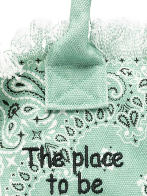 MC2 Saint Barth Vanity paisley-print frayed tote bag - Green