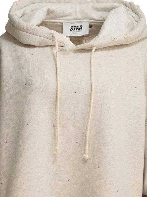 Golden Goose crystal-embellished distressed hoodie - Neutrals