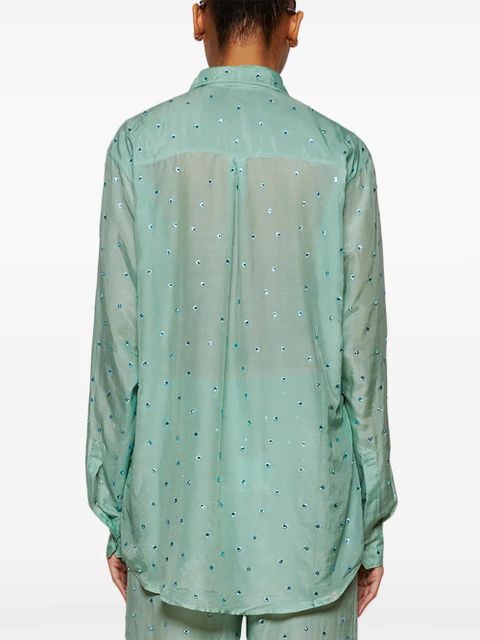 Oséree Gems crystal-embellished long-sleeve shirt - Green