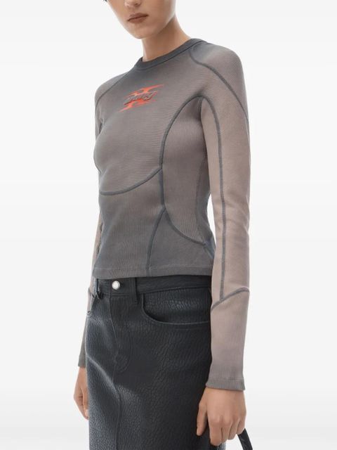 Alexander Wang logo-embroidery T-shirt - Grey