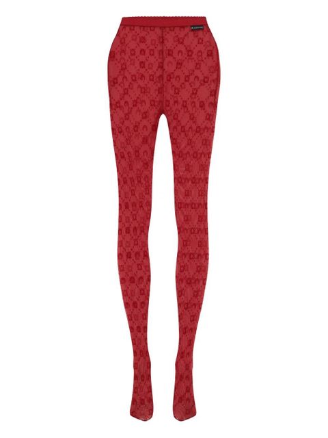 Marine Serre moonogram mesh tights - Red