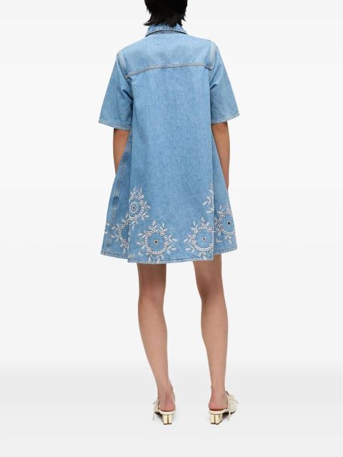 GANNI embroidered denim dress - Blue