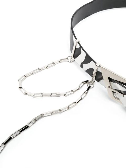 The Attico zebra-print chain belt - White - zdjęcie produktu nr 2