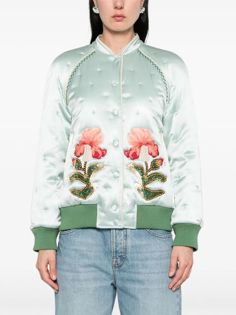 Valentino Garavani floral quilted bomber jacket - Blue