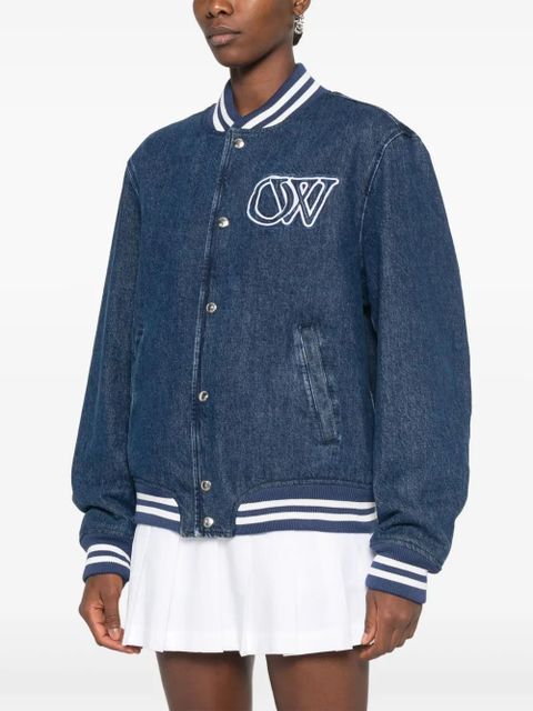Off-White logo-embroidered jacket - Blue