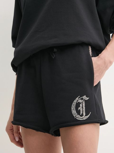 Just Cavalli szorty bawełniane damskie kolor czarny z aplikacją high waist 78PADE08 CF100 - zdjęcie produktu nr 1