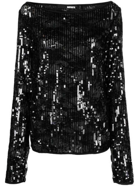 ROTATE BIRGER CHRISTENSEN long-sleeve sequined top - Black - zdjęcie produktu nr 1